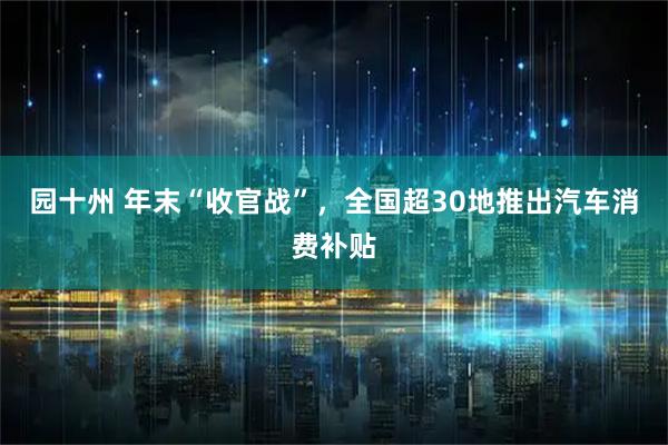 园十州 年末“收官战”,全国超30地推出汽车消费补贴